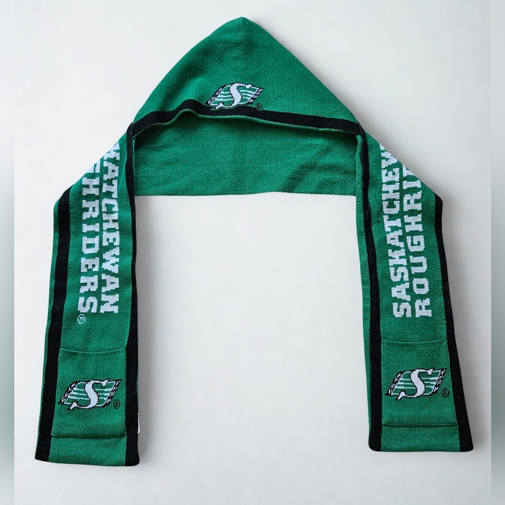 Saskatchewan Roughriders Green Hooded Scarf With Pocket